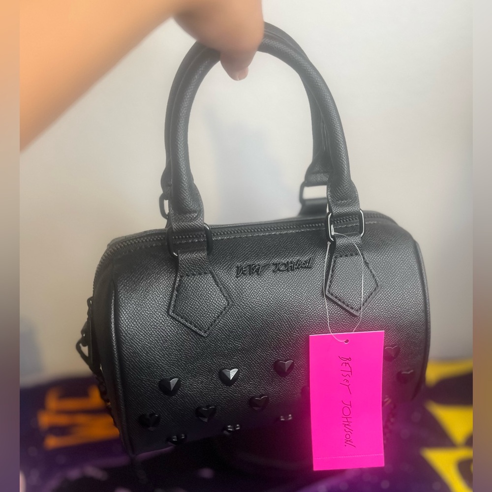 NWT Betsey Johnson Heart Studded Crossbody Purse